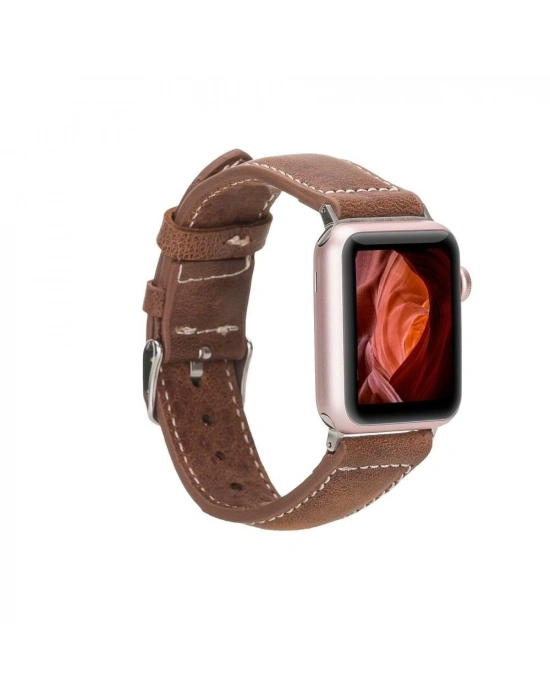 ÇOK SATAN Apple Watch Uyumlu Deri Kordon 42-44-45mm NM1-AS2 Taba