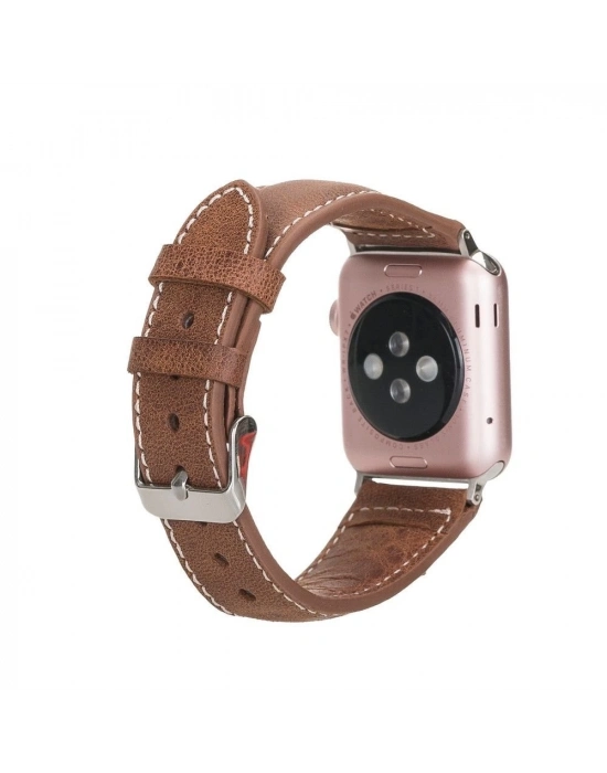 ÇOK SATAN Apple Watch Uyumlu Deri Kordon 42-44-45mm NM1-AS2 Taba