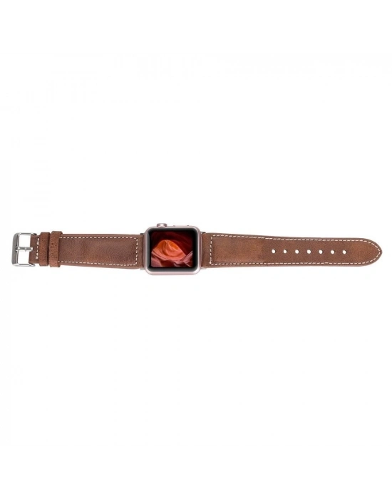 ÇOK SATAN Apple Watch Uyumlu Deri Kordon 42-44-45mm NM1-AS2 Taba