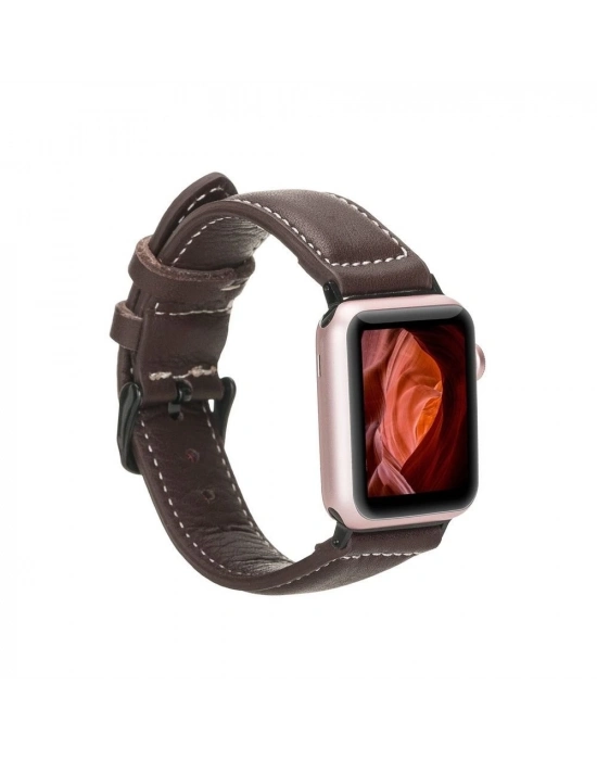 ÇOK SATAN Apple Watch Uyumlu Deri Kordon 42-44-45mm NM1-AS3 Kahve
