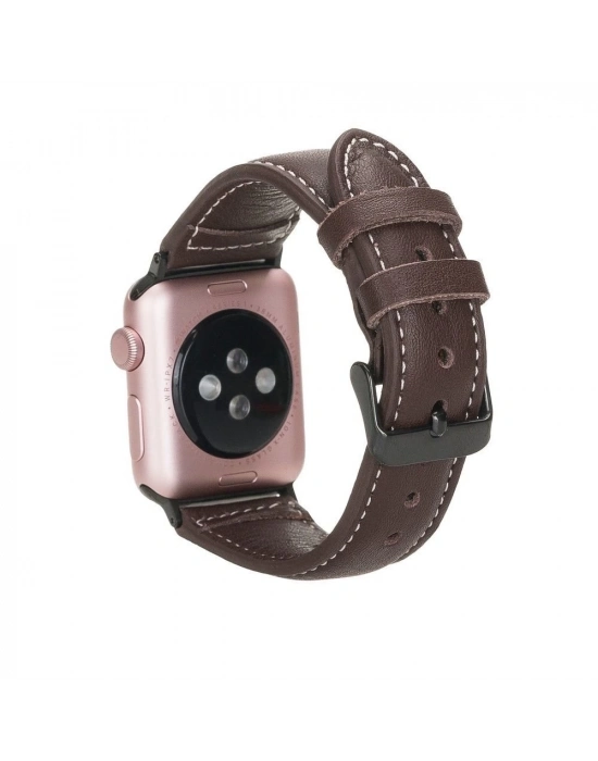 ÇOK SATAN Apple Watch Uyumlu Deri Kordon 42-44-45mm NM1-AS3 Kahve