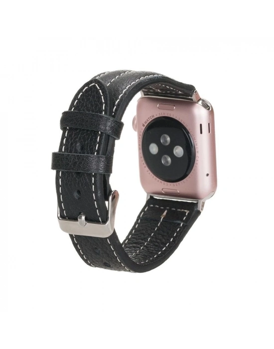 ÇOK SATAN Apple Watch Uyumlu Deri Kordon 42-44-45mm NM3-AS1 Siyah