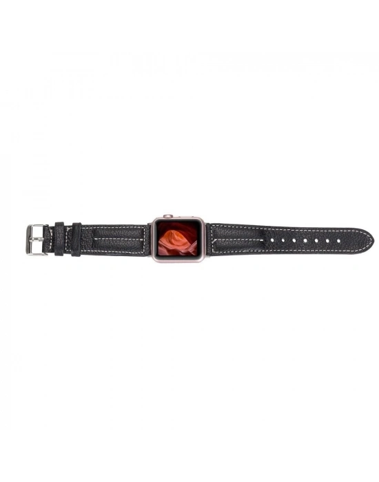 ÇOK SATAN Apple Watch Uyumlu Deri Kordon 42-44-45mm NM3-AS1 Siyah