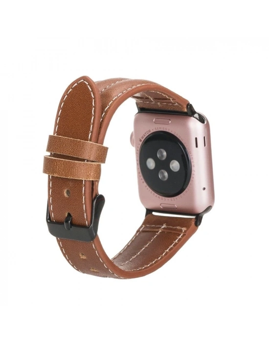 ÇOK SATAN Apple Watch Uyumlu Deri Kordon 42-44-45mm NM3-AS2 Taba