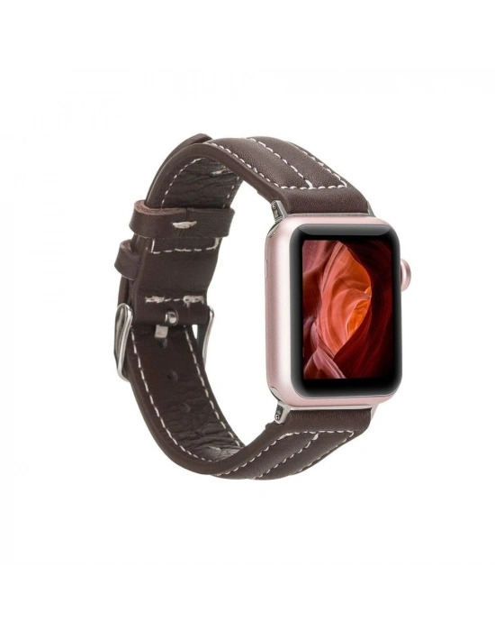 ÇOK SATAN Apple Watch Uyumlu Deri Kordon 42-44-45mm NM3-AS3 Kahve