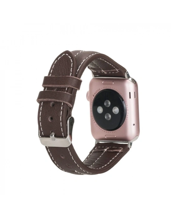 ÇOK SATAN Apple Watch Uyumlu Deri Kordon 42-44-45mm NM3-AS3 Kahve