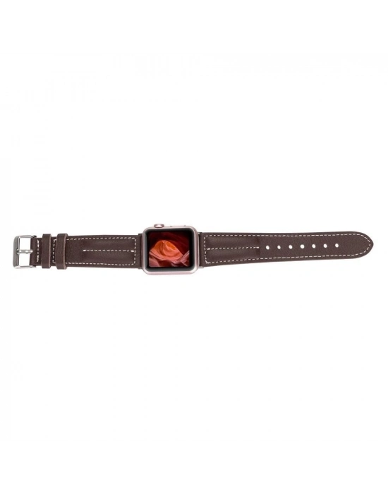 ÇOK SATAN Apple Watch Uyumlu Deri Kordon 42-44-45mm NM3-AS3 Kahve