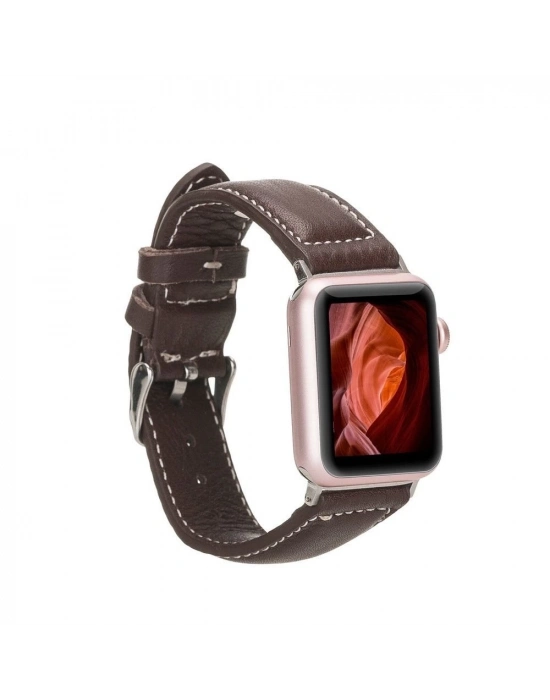ÇOK SATAN Apple Watch Uyumlu Deri Kordon 42-44-45mm NM4-AS4 Kahve