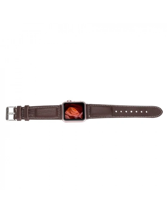 ÇOK SATAN Apple Watch Uyumlu Deri Kordon 42-44-45mm NM4-AS4 Kahve