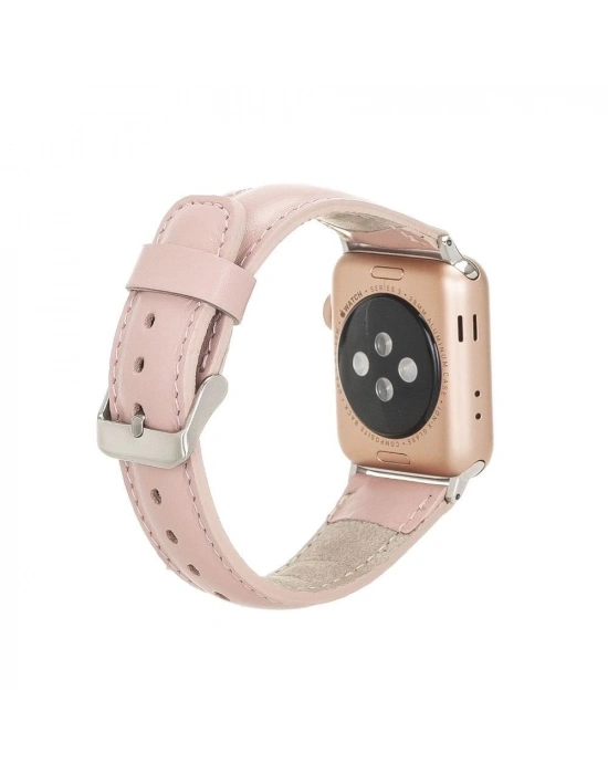 ÇOK SATAN Apple Watch Uyumlu Deri Kordon 42-44-45mm NU2 Pembe