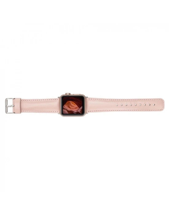 ÇOK SATAN Apple Watch Uyumlu Deri Kordon 42-44-45mm NU2 Pembe