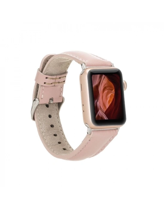 ÇOK SATAN Apple Watch Uyumlu Deri Kordon 42-44-45mm NU2 Pembe