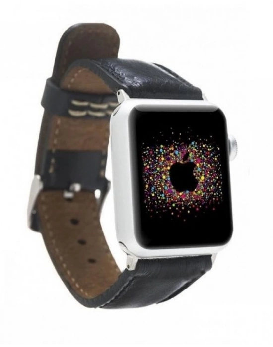 ÇOK SATAN Apple Watch Uyumlu Deri Kordon 42-44-45mm RST1 Siyah