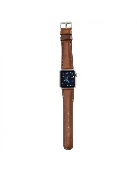 ÇOK SATAN Apple Watch Uyumlu Deri Kordon 42-44-45mm RST2EF Taba
