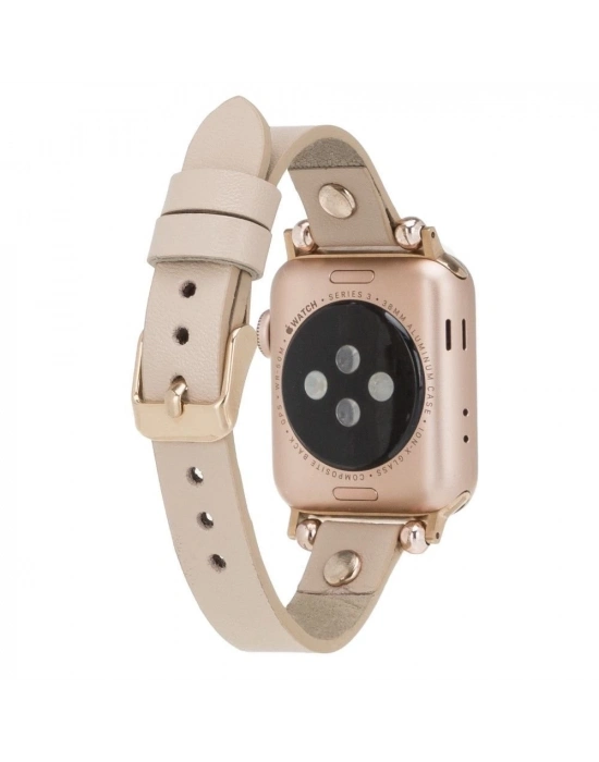 ÇOK SATAN Apple Watch Uyumlu Deri Kordon 42-44-45mm RT ERC3 Bej