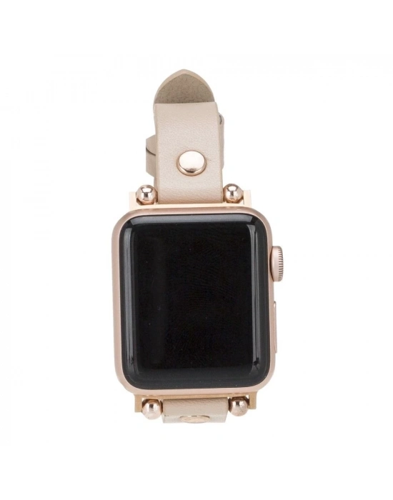 ÇOK SATAN Apple Watch Uyumlu Deri Kordon 42-44-45mm RT ERC3 Bej