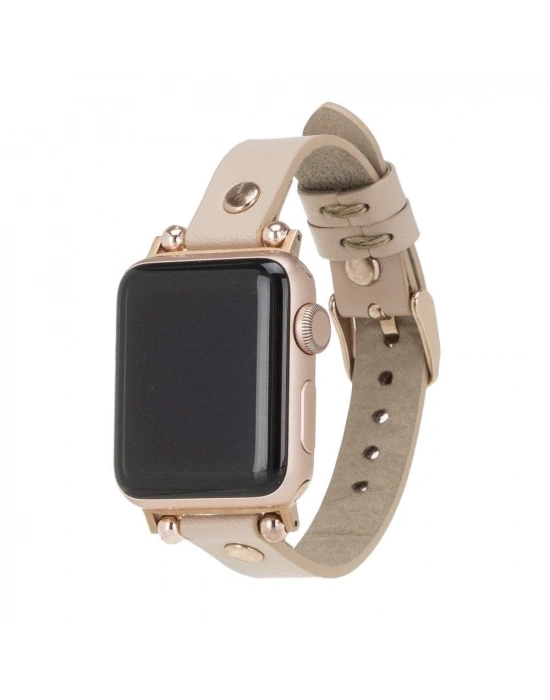 ÇOK SATAN Apple Watch Uyumlu Deri Kordon 42-44-45mm RT ERC3 Bej