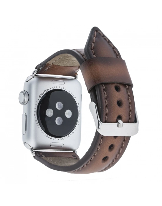 ÇOK SATAN Apple Watch Uyumlu Deri Kordon 42-44-45mm SM26 Kahve