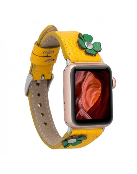 ÇOK SATAN Apple Watch Uyumlu Deri Kordon Clover 42-44-45mm TR FL12