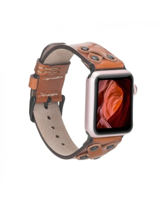 ÇOK SATAN Apple Watch Uyumlu Deri Kordon Cross 42-44-45mm BT RST2E