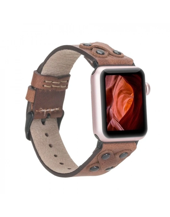 ÇOK SATAN Apple Watch Uyumlu Deri Kordon Cross 42-44-45mm BT TN02