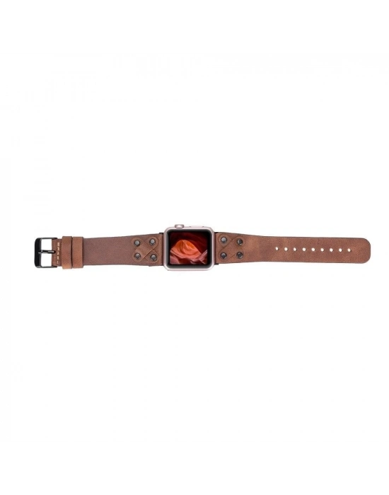 ÇOK SATAN Apple Watch Uyumlu Deri Kordon Cross 42-44-45mm BT TN02