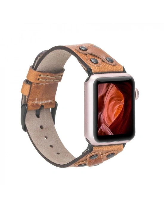 ÇOK SATAN Apple Watch Uyumlu Deri Kordon Cross 42-44-45mm BT V18