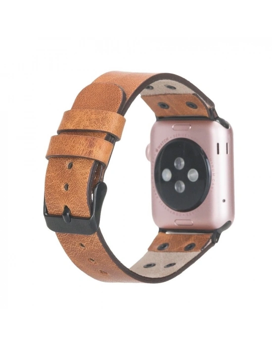 ÇOK SATAN Apple Watch Uyumlu Deri Kordon Cross 42-44-45mm BT V18