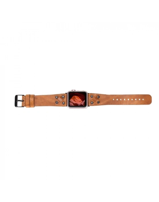 ÇOK SATAN Apple Watch Uyumlu Deri Kordon Cross 42-44-45mm BT V18