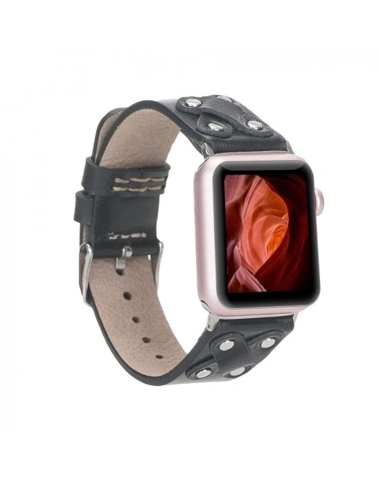ÇOK SATAN Apple Watch Uyumlu Deri Kordon Cross 42-44-45mm ST RST1
