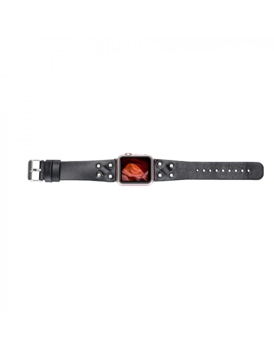 ÇOK SATAN Apple Watch Uyumlu Deri Kordon Cross 42-44-45mm ST RST1