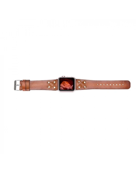 ÇOK SATAN Apple Watch Uyumlu Deri Kordon Cross 42-44-45mm ST RST2E