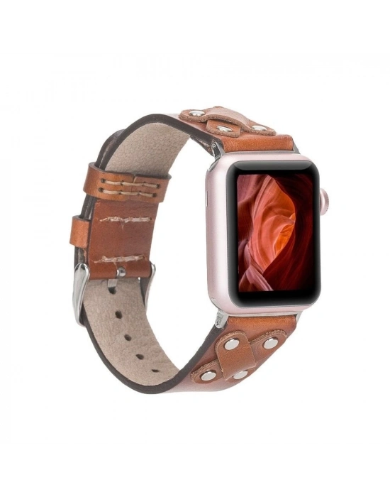 ÇOK SATAN Apple Watch Uyumlu Deri Kordon Cross 42-44-45mm ST RST2E