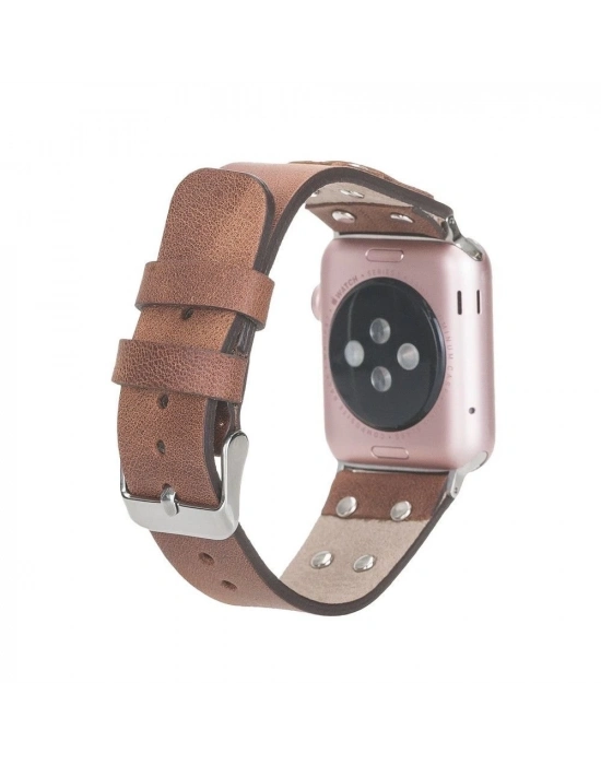 ÇOK SATAN Apple Watch Uyumlu Deri Kordon Cross 42-44-45mm ST TN02