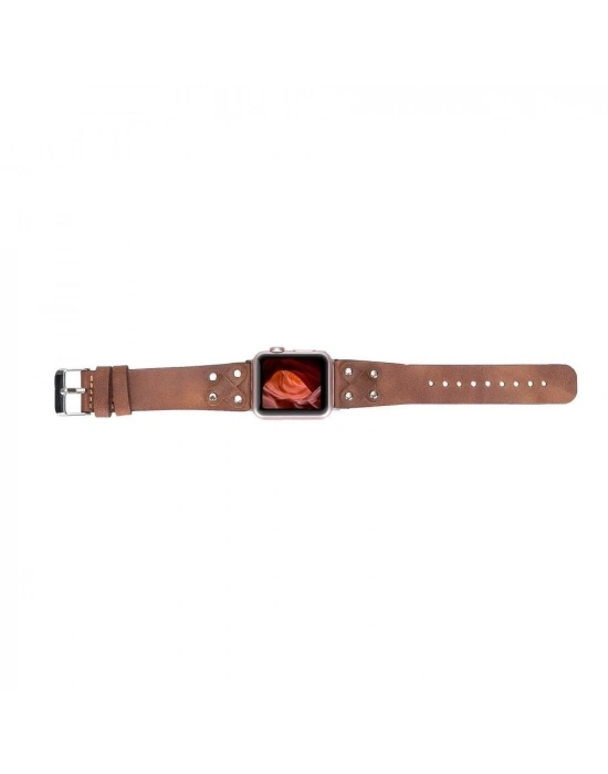 ÇOK SATAN Apple Watch Uyumlu Deri Kordon Cross 42-44-45mm ST TN02