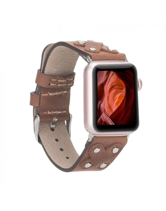 ÇOK SATAN Apple Watch Uyumlu Deri Kordon Cross 42-44-45mm ST TN02