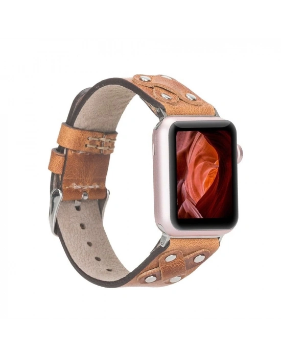 ÇOK SATAN Apple Watch Uyumlu Deri Kordon Cross 42-44-45mm ST V18