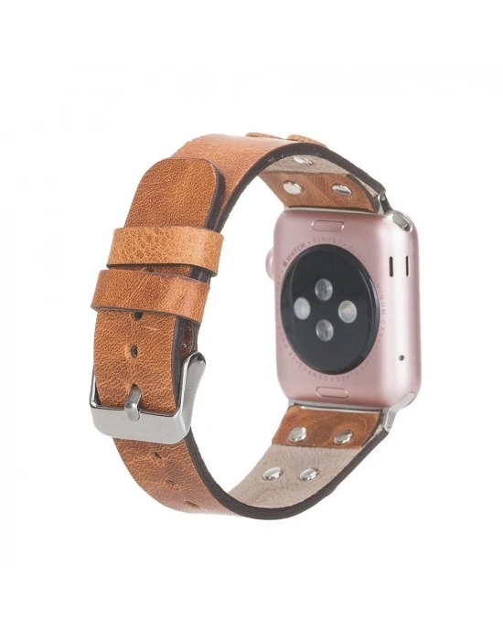 ÇOK SATAN Apple Watch Uyumlu Deri Kordon Cross 42-44-45mm ST V18