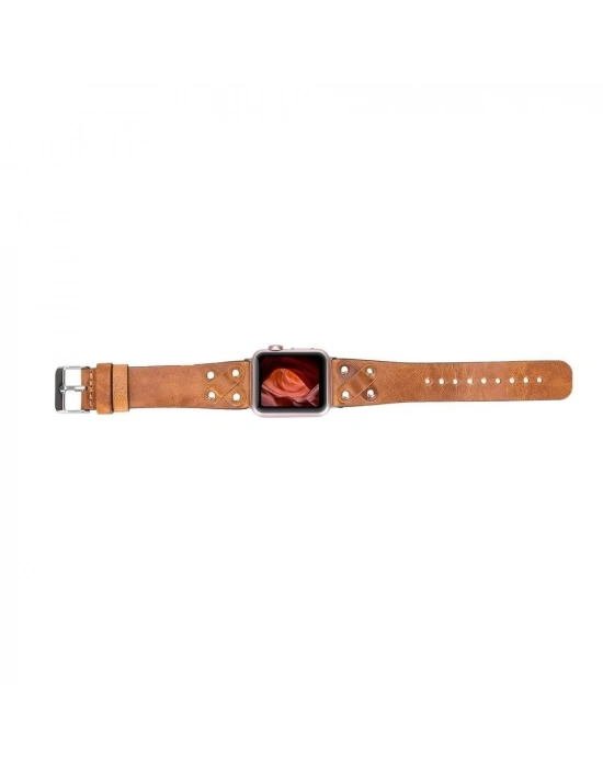 ÇOK SATAN Apple Watch Uyumlu Deri Kordon Cross 42-44-45mm ST V18