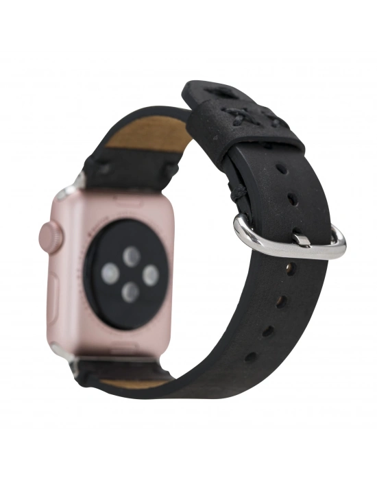 ÇOK SATAN Apple Watch Uyumlu Deri Kordon Orfe 42-44-45mm G1 Siyah