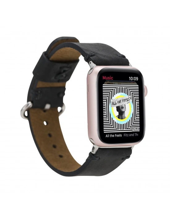 ÇOK SATAN Apple Watch Uyumlu Deri Kordon Orfe 42-44-45mm G1 Siyah