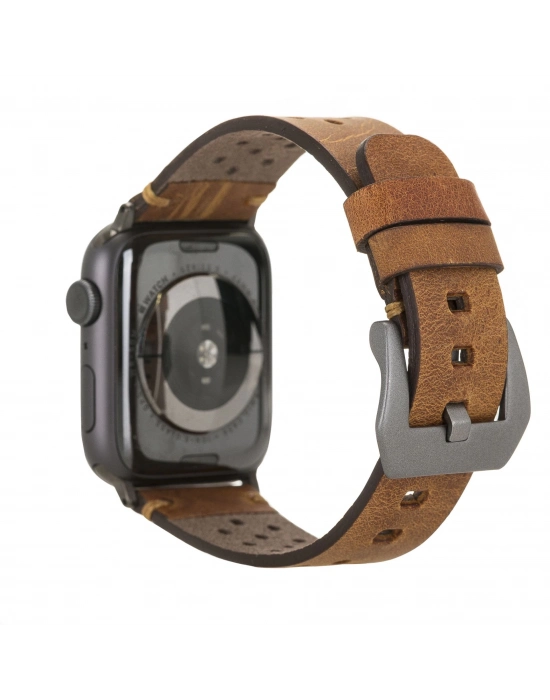 ÇOK SATAN Apple Watch Uyumlu Deri Kordon Vigo 42-44-45mm G19 Taba