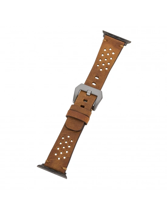 ÇOK SATAN Apple Watch Uyumlu Deri Kordon Vigo 42-44-45mm G19 Taba