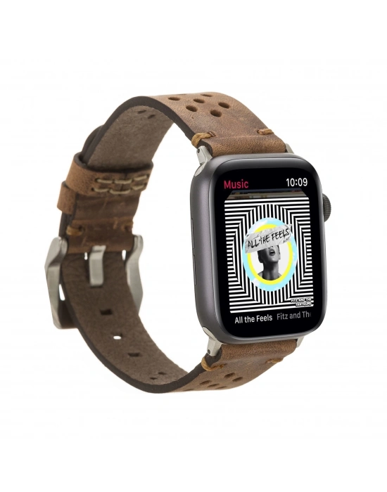 ÇOK SATAN Apple Watch Uyumlu Deri Kordon Vigo 42-44-45mm G2 Kahve