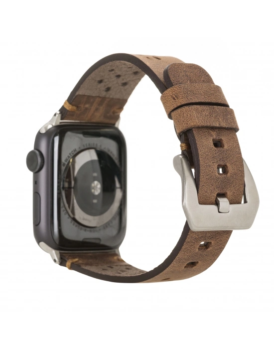 ÇOK SATAN Apple Watch Uyumlu Deri Kordon Vigo 42-44-45mm G2 Kahve