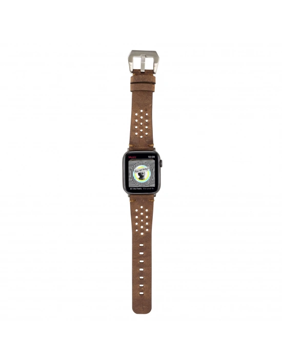 ÇOK SATAN Apple Watch Uyumlu Deri Kordon Vigo 42-44-45mm G2 Kahve