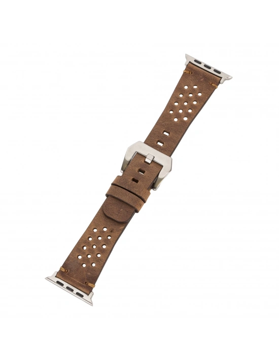 ÇOK SATAN Apple Watch Uyumlu Deri Kordon Vigo 42-44-45mm G2 Kahve