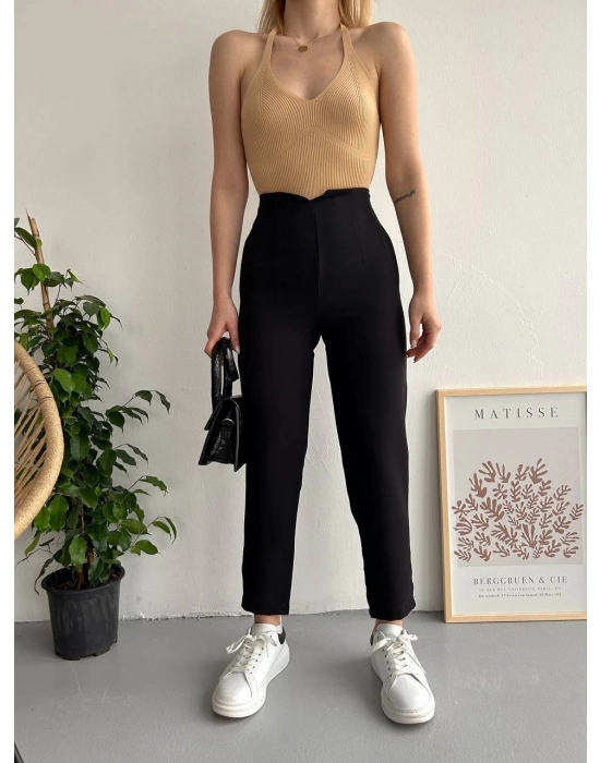 Atlas fletolu pantolon siyah