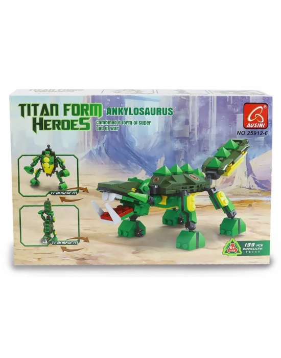 ÇOK SATAN Ausini Titan Form Heroes-6 Ankylosaurus 133 Parça