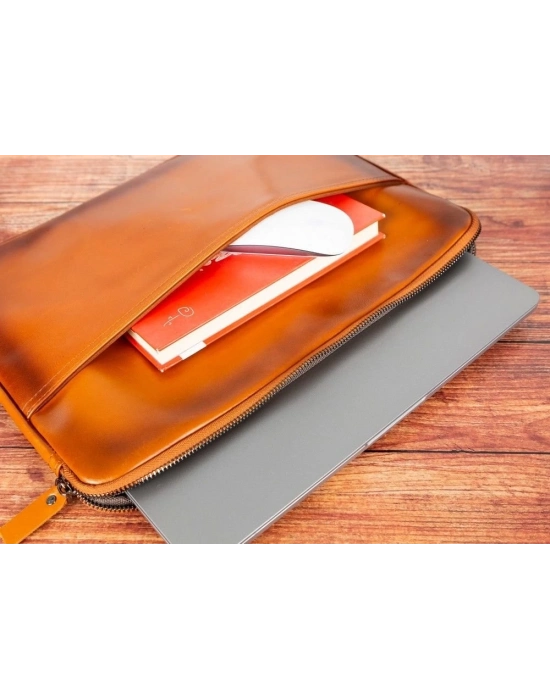 ÇOK SATAN Awe 14 inç MacBook Ve Pc Uyumlu Deri Kılıf RST2EF Taba
